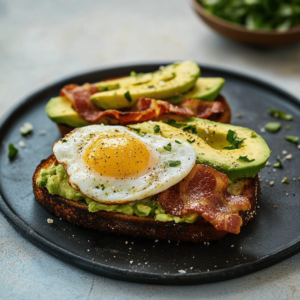 Avocado Bacon and Egg Toasts