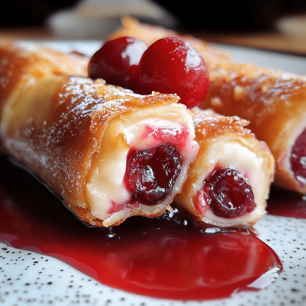 Cherry Cheesecake Egg Rolls