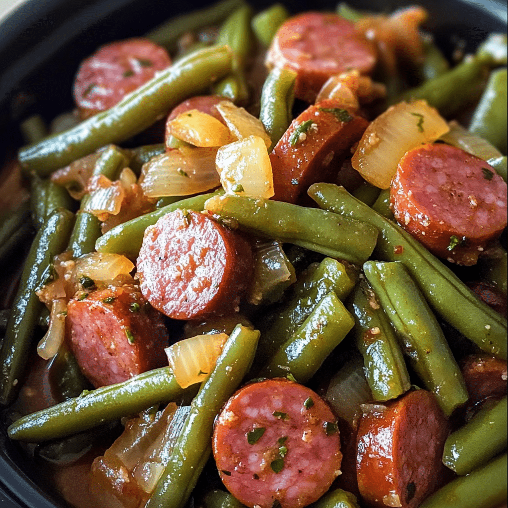 Crockpot Kielbasa and Green Beans