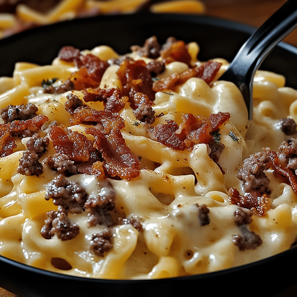Loaded Bacon Cheeseburger Alfredo Pasta