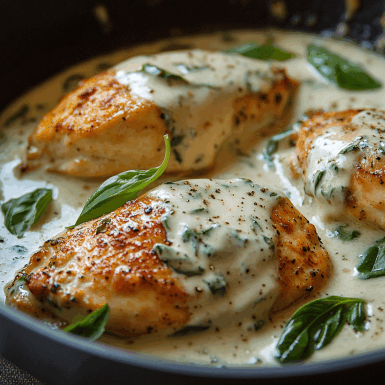 Mozzarella Chicken in Basil Cream Sauce
