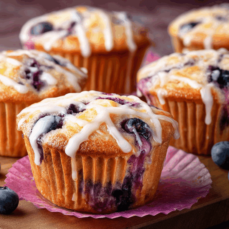 Blueberry Muffins with Lemon Glaze