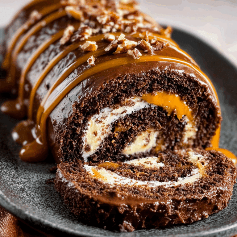 Chocolate Caramel Cake Roll