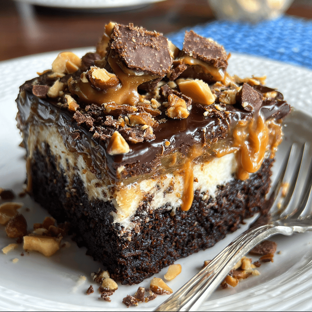 Chocolate Peanut Butter Poke Cake