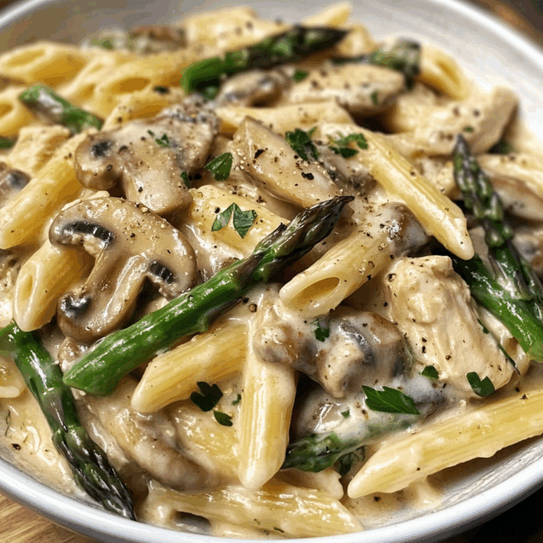 Creamy Mushroom and Asparagus Chicken Penne