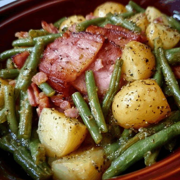 Crockpot Ham, Green Beans and Potatoes