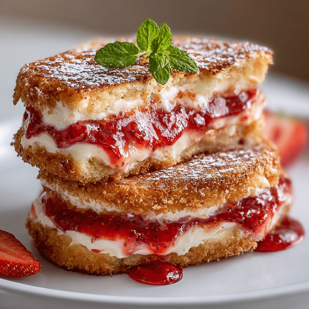 Fried Strawberry Cheesecake Sandwiches