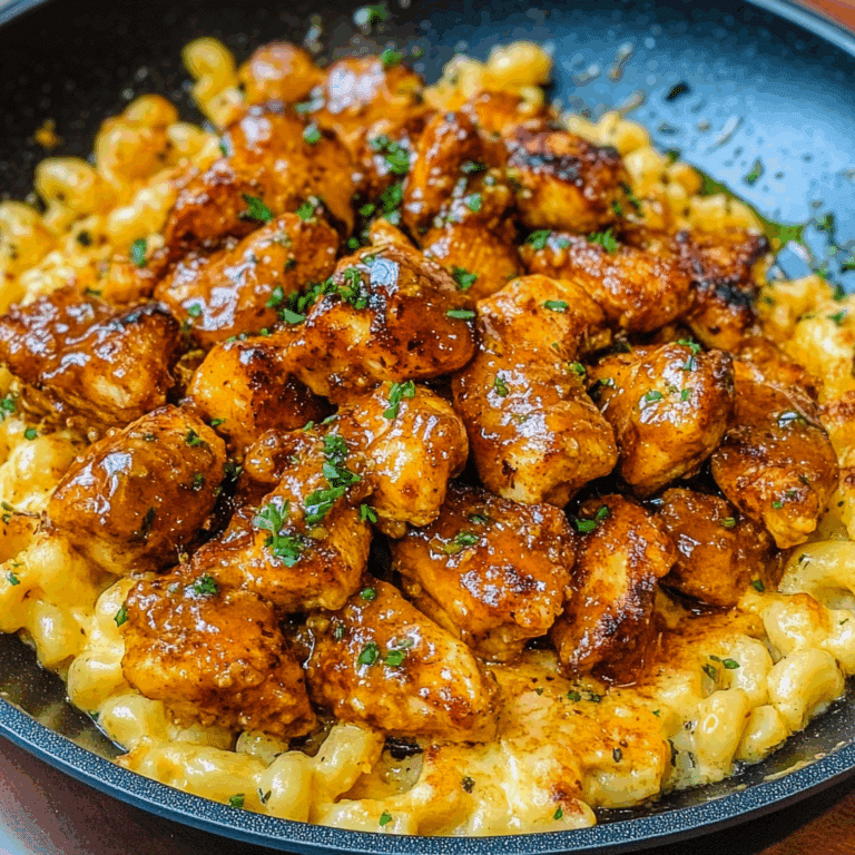 High Protein Honey Garlic Butter Chicken with Mac & Cheese
