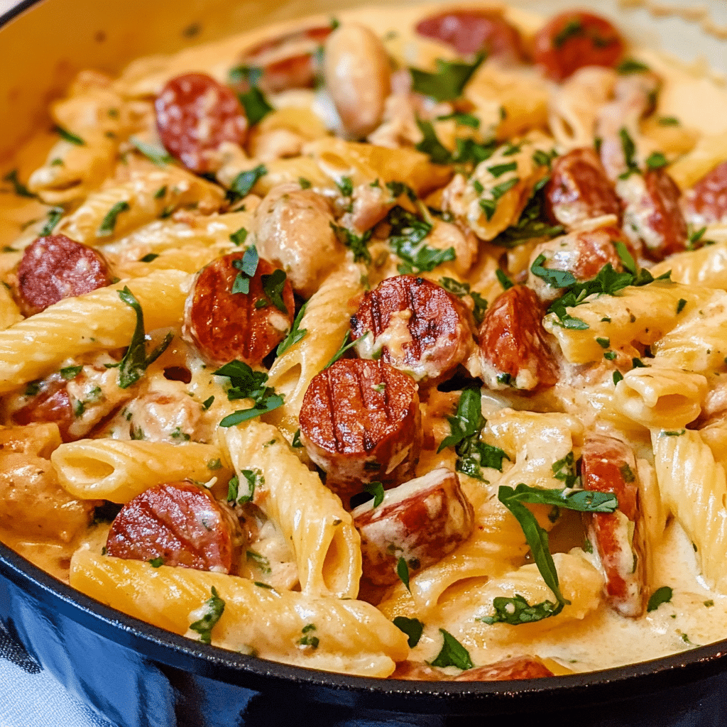 One pot creamy Kielbasa pasta