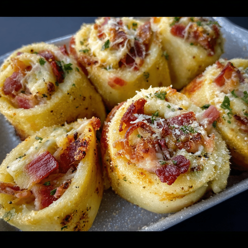 Ooey-Gooey Garlic Butter Bacon Ranch Pizza Rolls