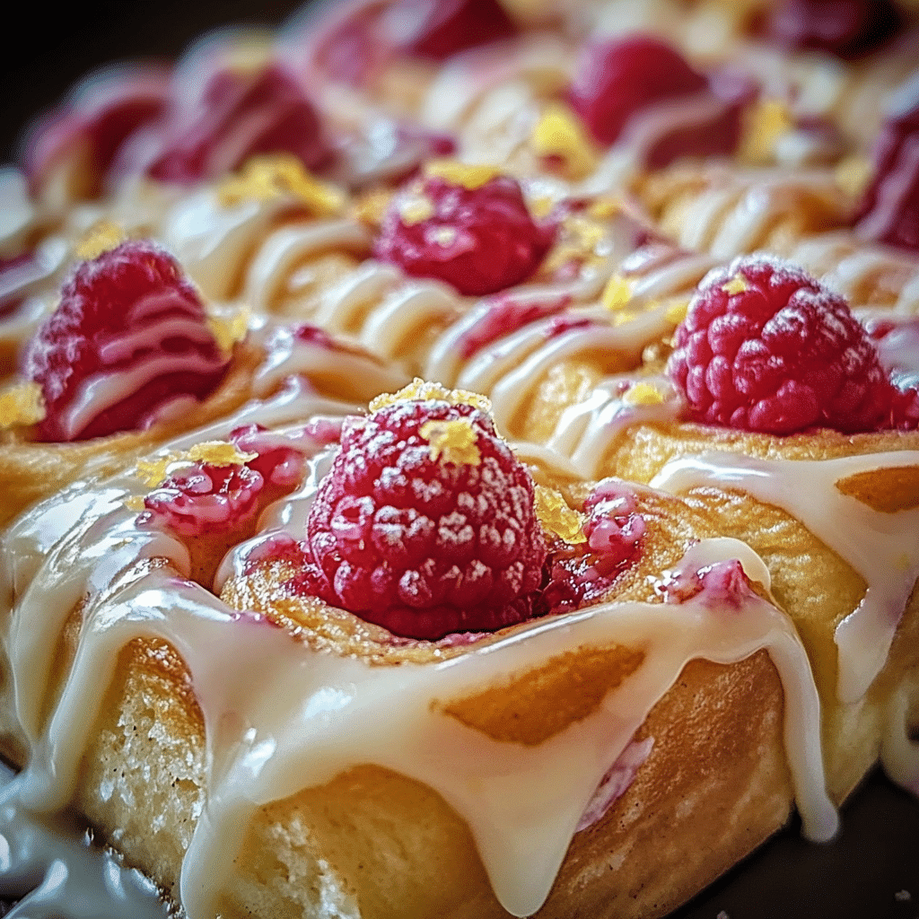 Raspberry Cinnamon Rolls with Lemon Glaze