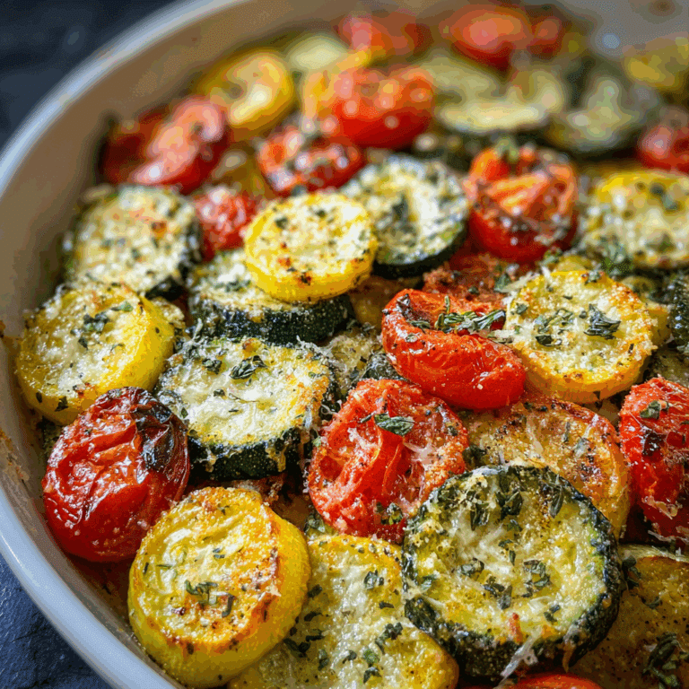 Roasted Garlic-Parmesan Zucchini Squash and Tomatoes