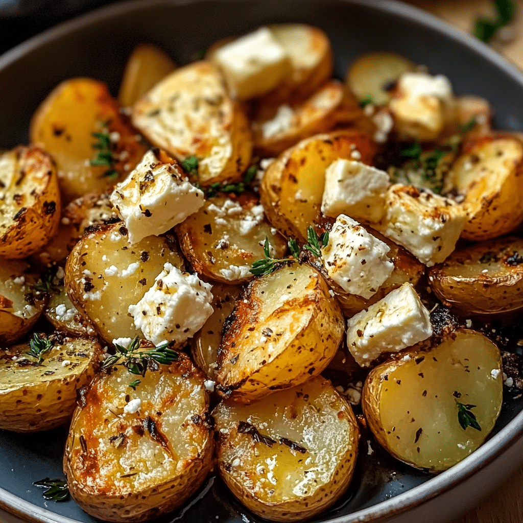 Roasted Potatoes with Baked Feta and Garlic