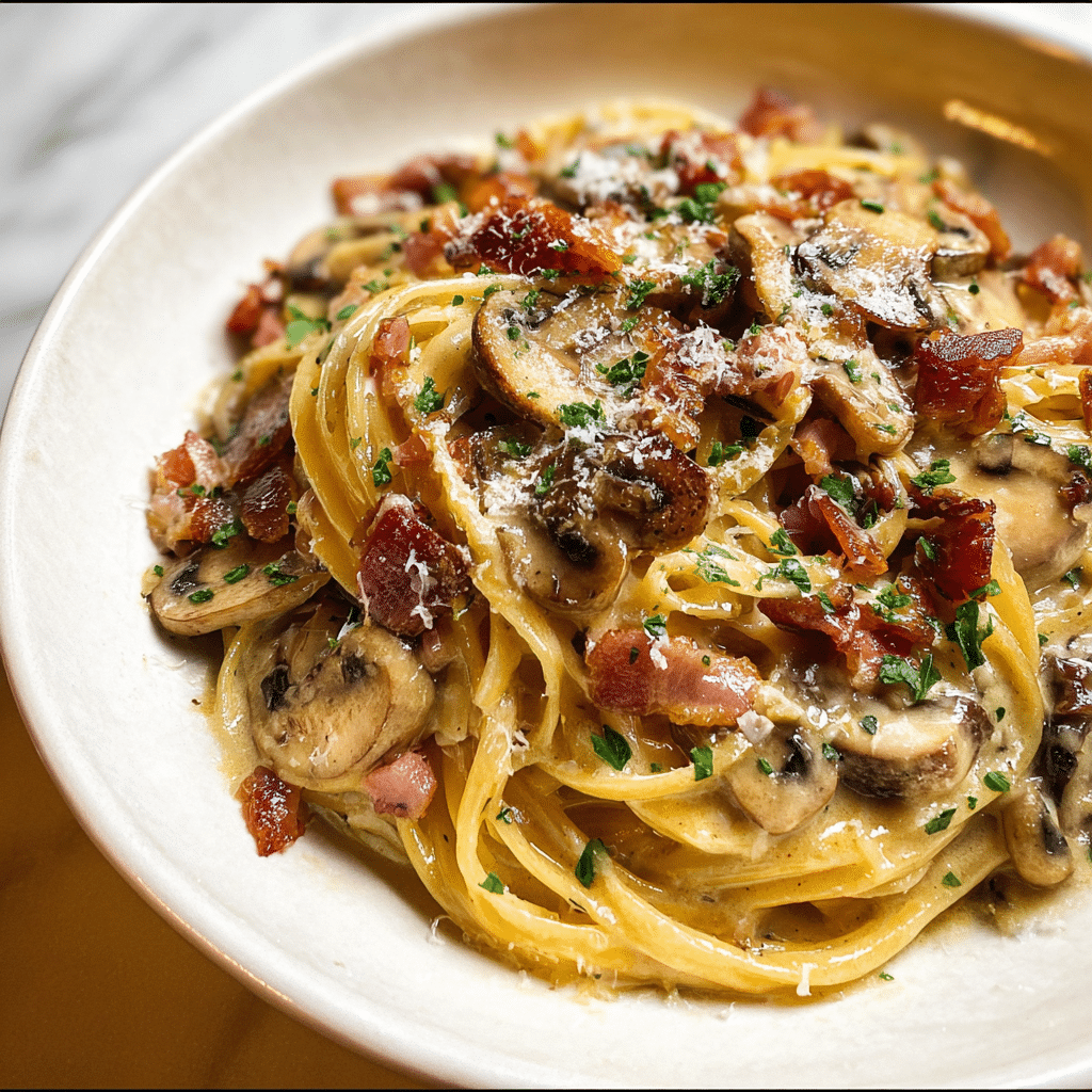 Creamy Bacon & Mushroom Pasta