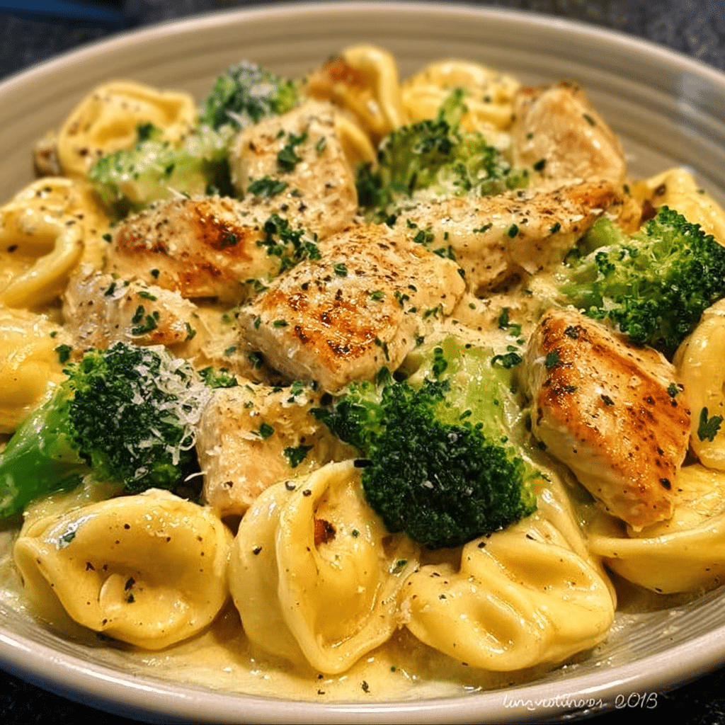 Creamy Garlic Parmesan Tortellini with Chicken & Broccoli
