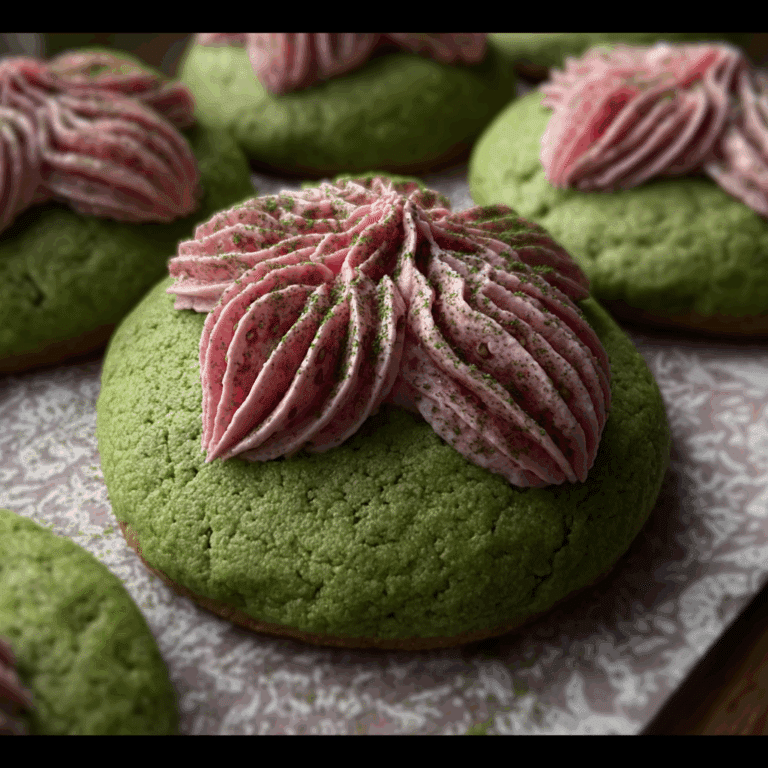 Strawberry Frosted Matcha Cookies