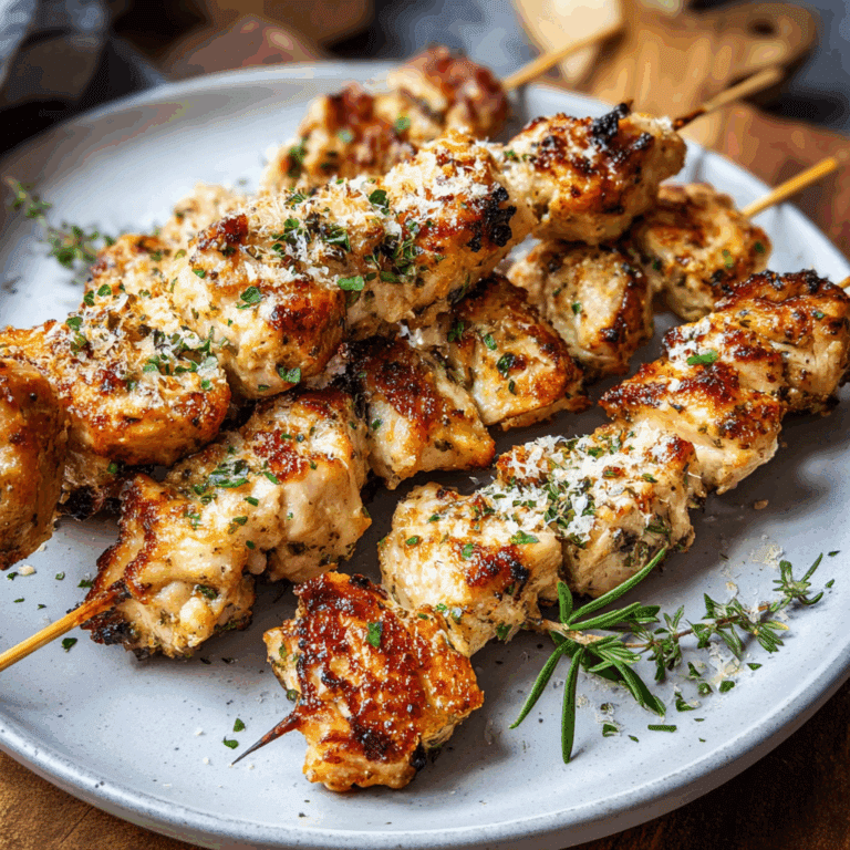 Air Fryer Garlic Parmesan Chicken Skewers
