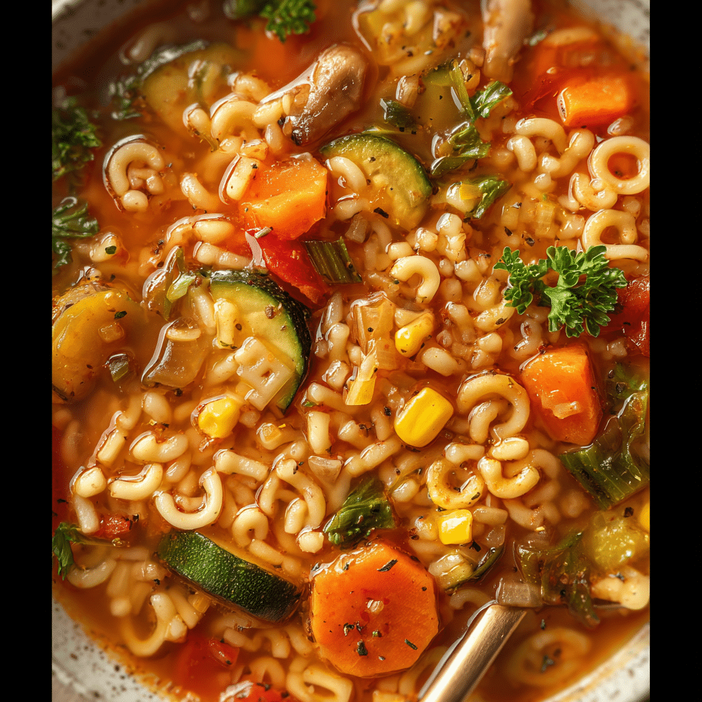 Alphabet Soup with Veggies and Noodles