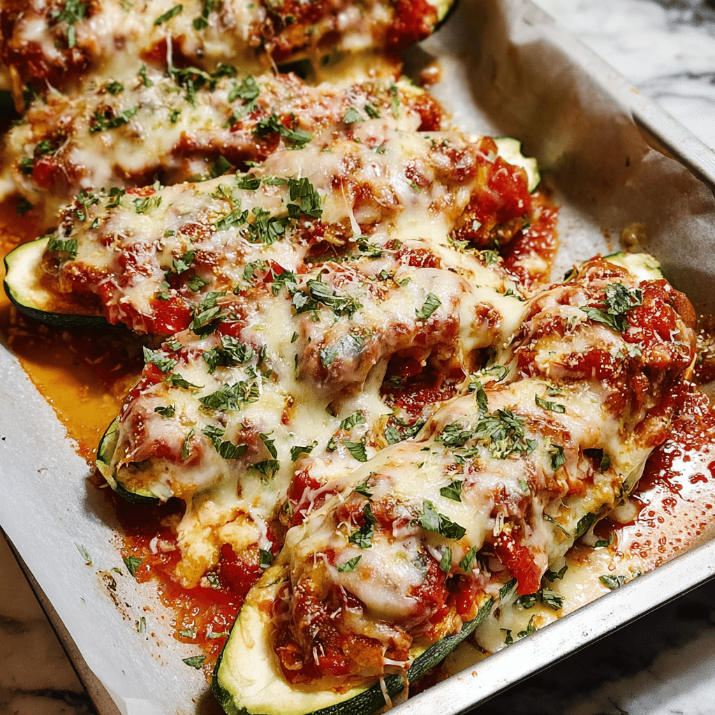 Lasagna Stuffed Zucchini Boats