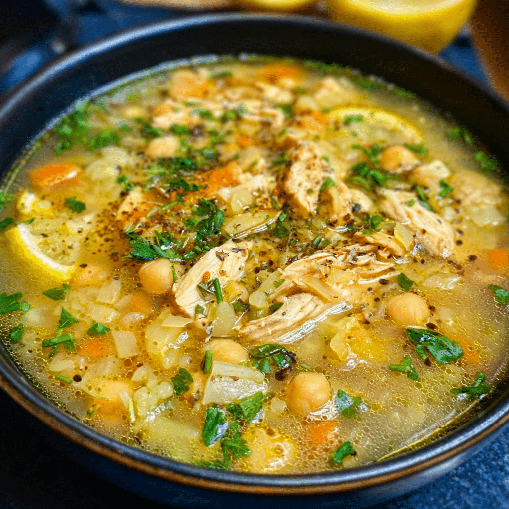 Lemon Chicken Chickpea Soup