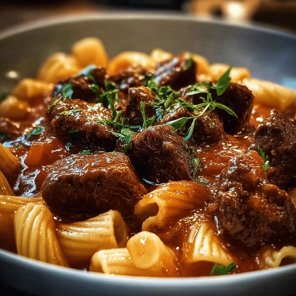 Hearty Beef Stew with Pasta