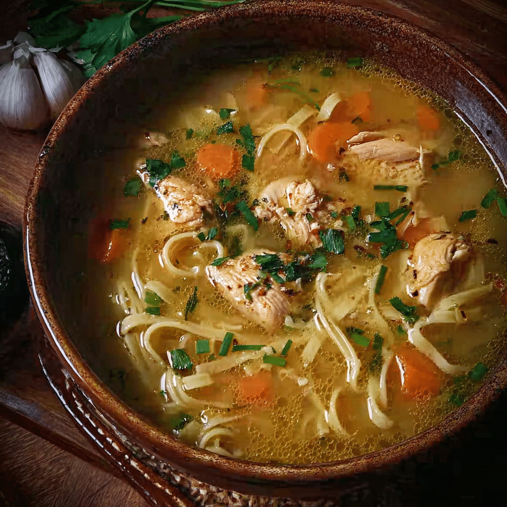 Classic Ginger Garlic Chicken Noodle soup